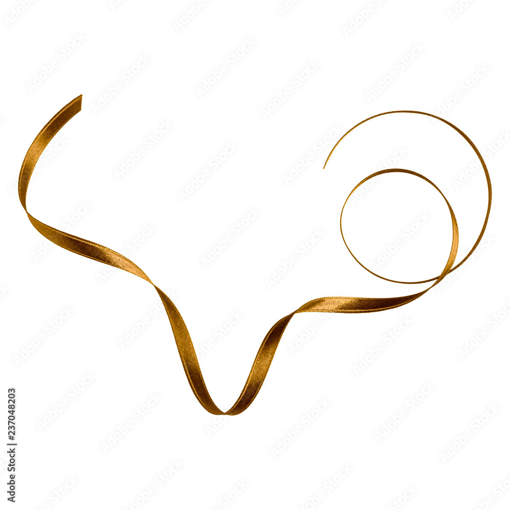 Shiny satin ribbon in brown color isolated on white background close up .Ribbon image for decoration design. Shiny satin ribbon in brown color isolated on white background close up .Ribbon image for decoration design.