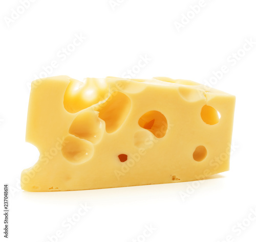 Cheese block isolated on white background cutout