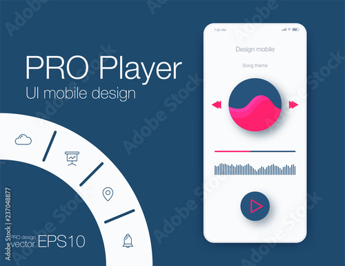 UX audio player templates. Stock vector eps10