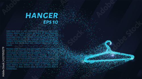 The hanger is made of blue luminous points. The hanger of the particles. Vector illustration.