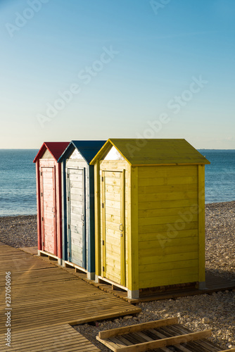 Several beach huts