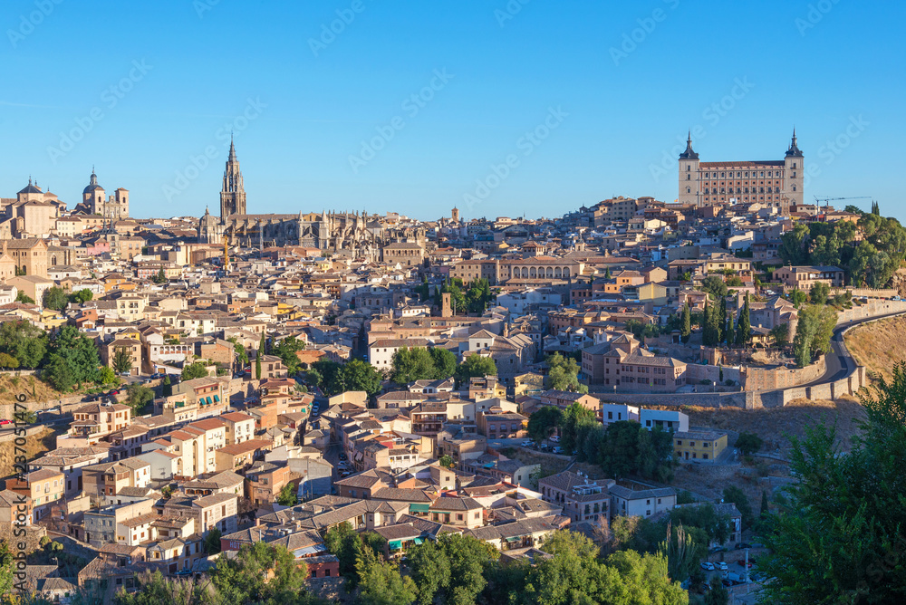 ancient spanish city Toledo in sunrise light
