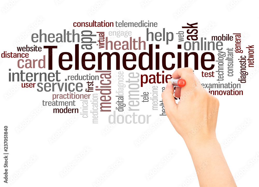 Telemedicine word cloud hand writing concept Telemedicine word cloud hand writing concept