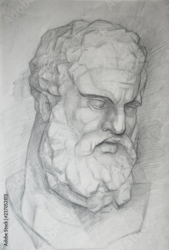 head classic figure sketch Zeus sculpture