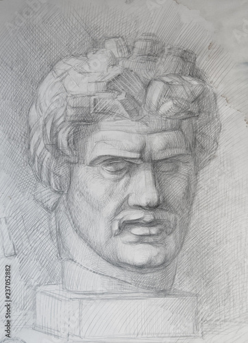 head man figure sketch by pencil for classic collection