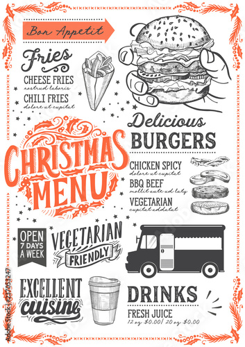 Christmas menu template for food truck.