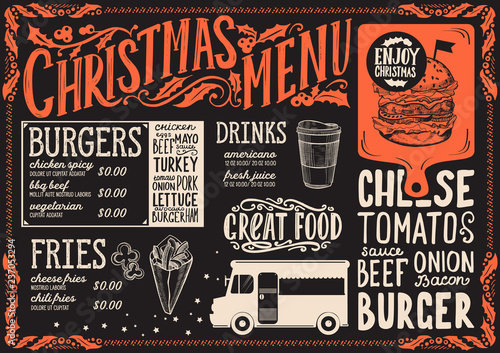 Christmas menu template for food truck.