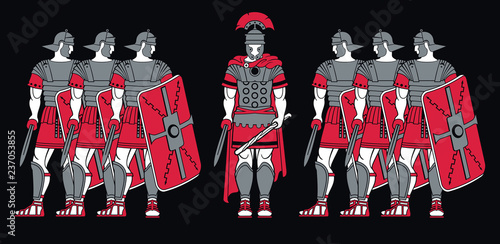 Set of ancient roman warriors
