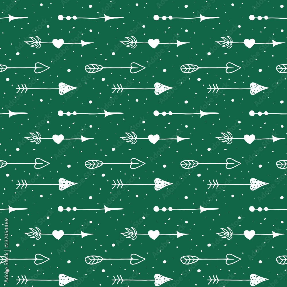 Seamless pattern with hand drawn vintage arrows.
