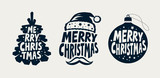 Merry Christmas, label set. Xmas, holiday symbol. Typographic design vector illustration