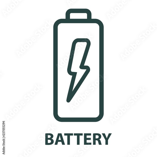 Battery line icon. Energy isolated on white background. Outline style design, designed for web and app. Eps 10