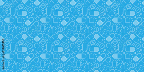 Medicine seamless pattern Tablets with capsules