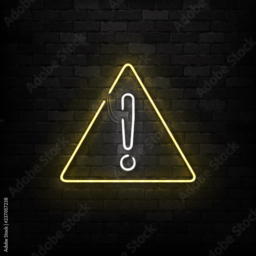 Vector realistic isolated neon sign of Warning logo for decoration and covering on the wall background.