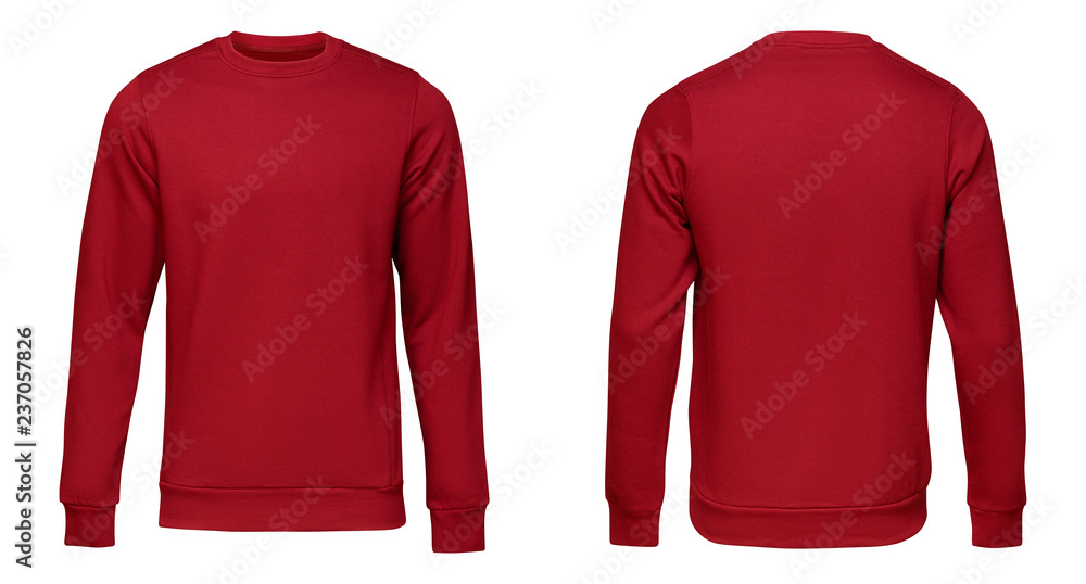 Blank template mens red pullover long sleeve, front and back view ...