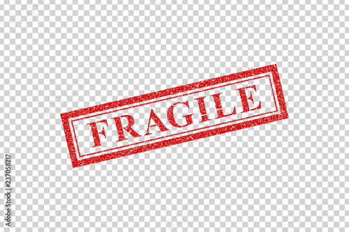 Vector realistic isolated rubber stamp of Fragile logo for template decoration and layout covering on the transparent background.