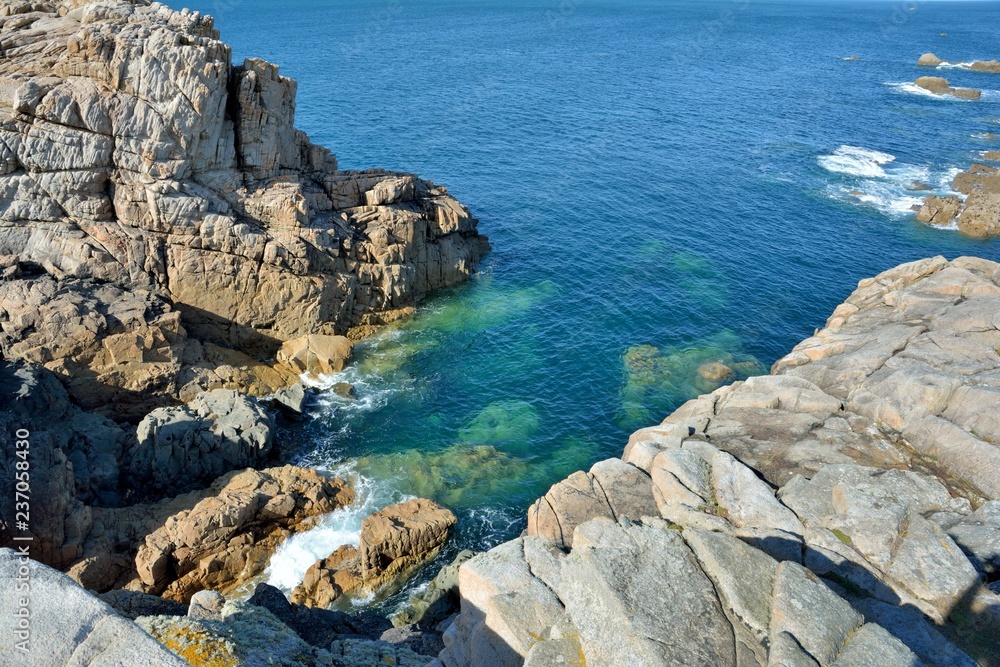 Le site du gouffre à Plougrescant en Bretagne. France