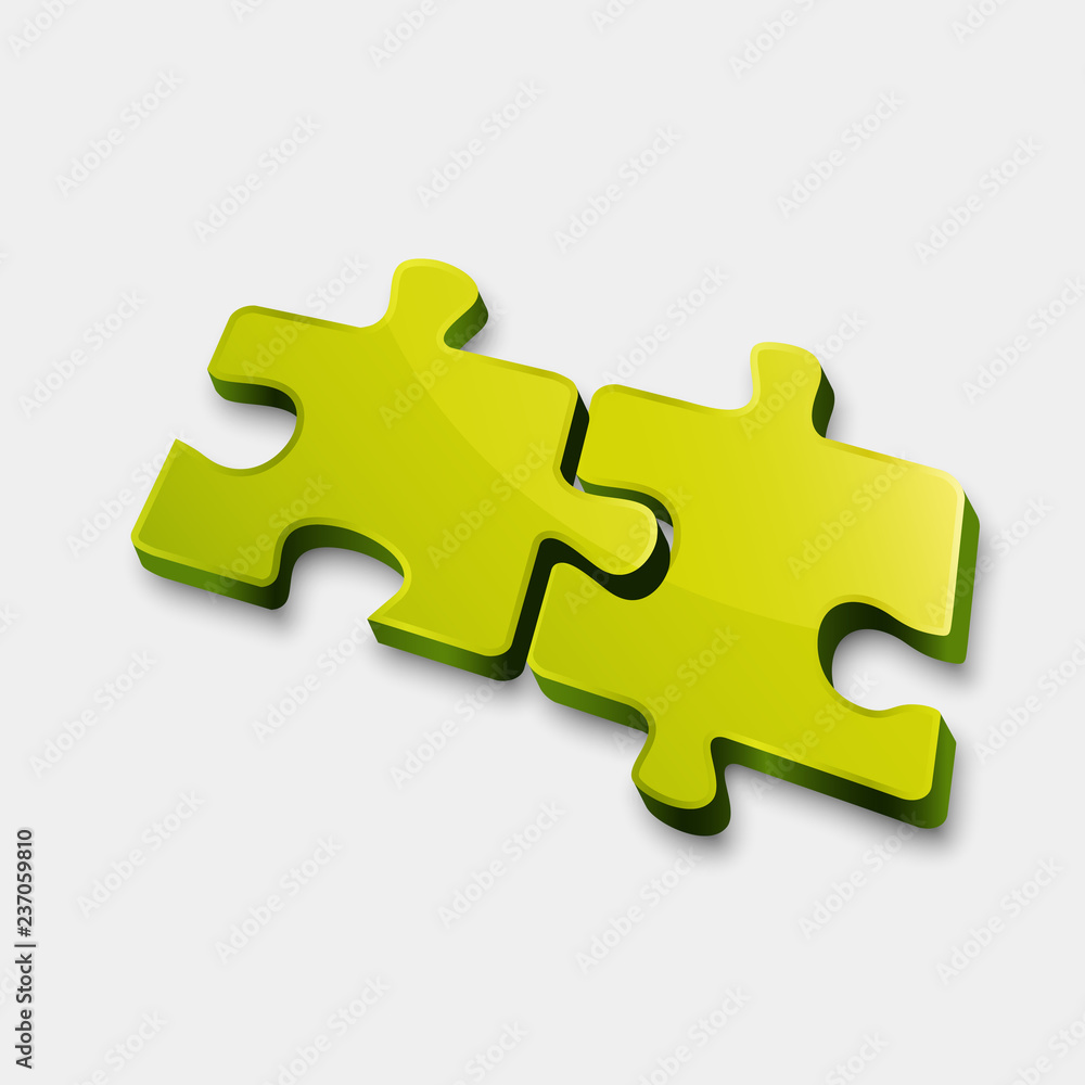 Obraz premium Two put together puzzle isolated on grey background teamwork concept