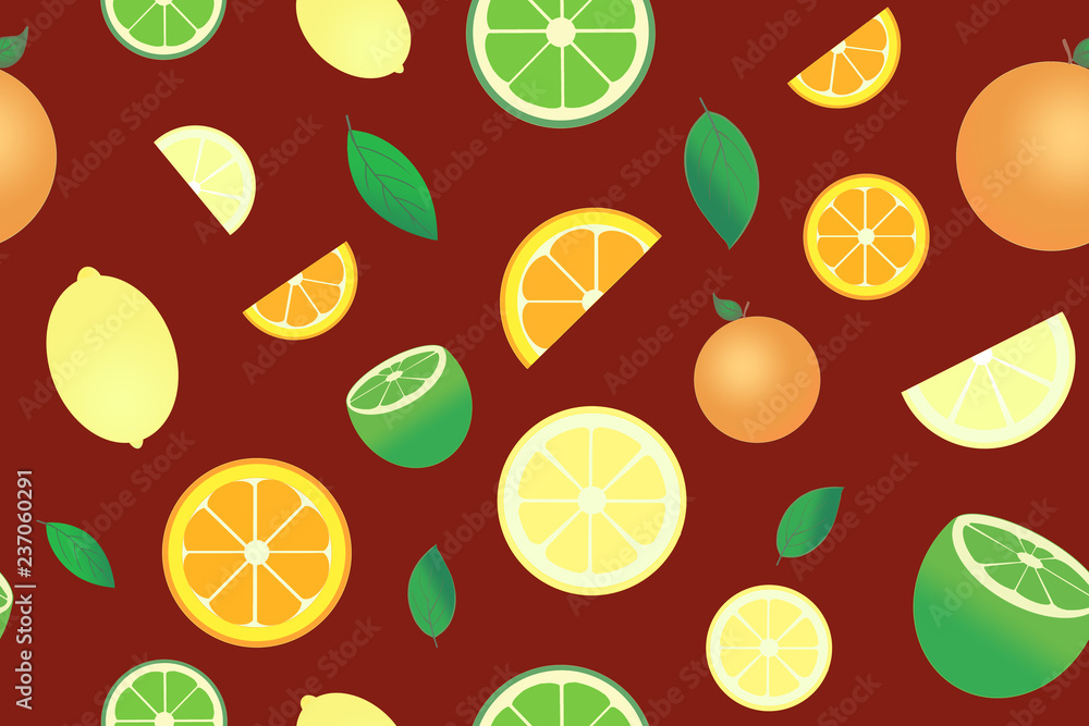 the pattern with the image of citrus fruits the pattern with the image of citrus fruits