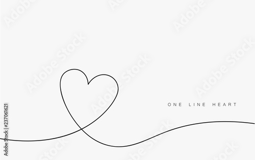 Love heart vector, continuous one line drawing. Vector illustration. photo