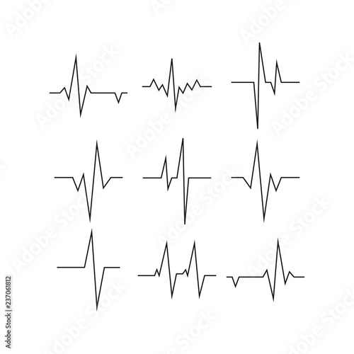 Vector Illustration of hearts rhythms ekg vector ECG heart pulse