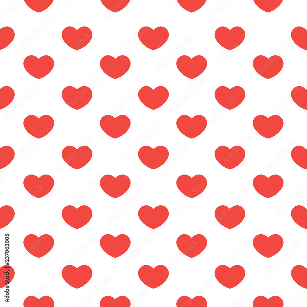 Seamless colorful hearts pattern. Abstract valentine's day red and white background.