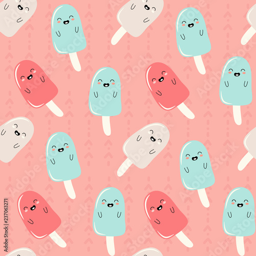 colorful ice lolly on pink background