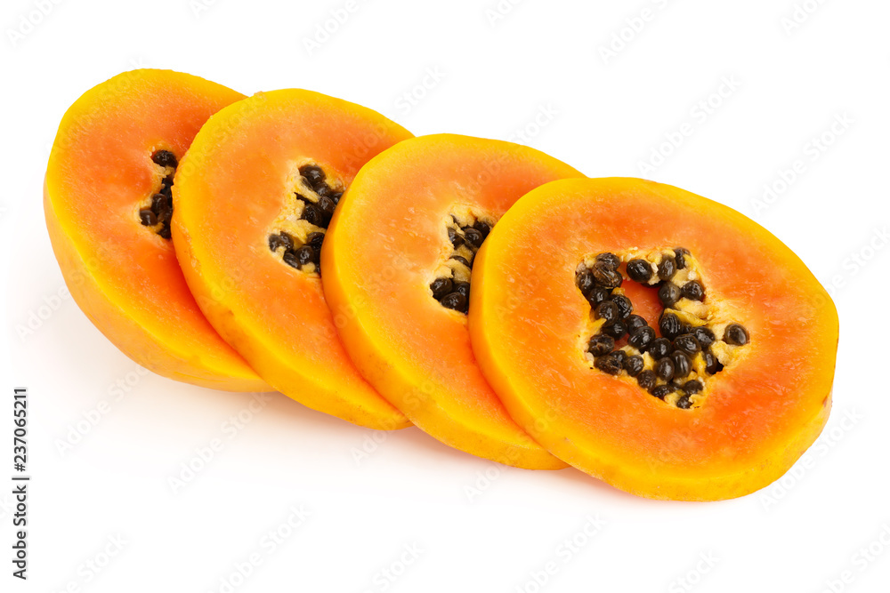 ripe slice papaya isolated on a white background ripe slice papaya isolated on a white background