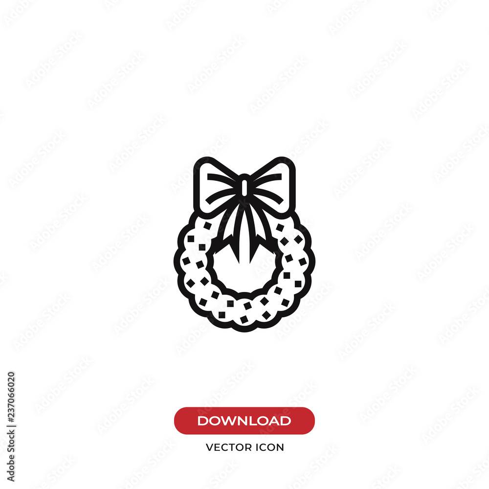 Christmas wreath vector icon
