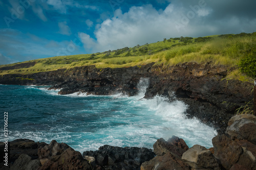 landscape with ocean cliffs and clouds