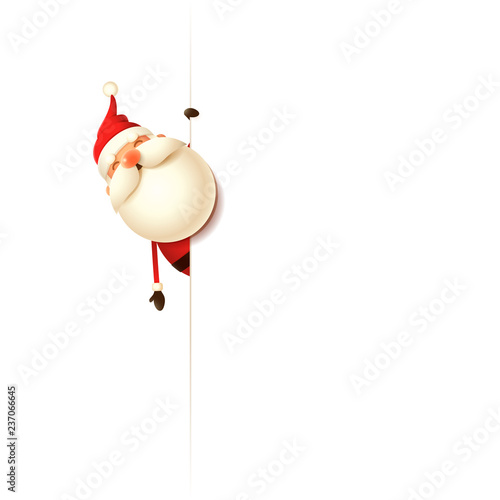 Santa Claus on left side of billboard - isolated white background