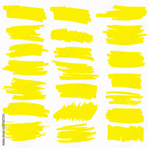 Yellow Highlighter Marker Strokes. 