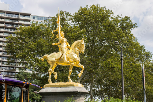 Philadelphia, Pennsylvania. Equestrian statue of Joan of Arc (Jeanne d'Arc), made by Emmanuel Fremiet and placed at Kelly Drive near Philadelphia Museum of Art photo