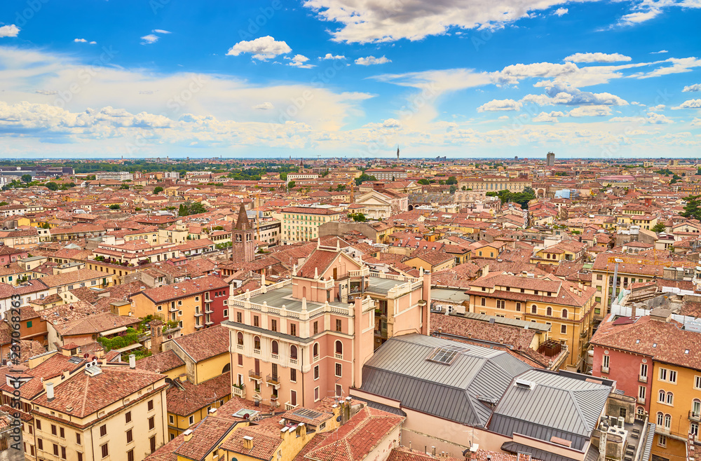 Cityscape of Verona in Italy / Seen from the Tower of Lamberti next to 