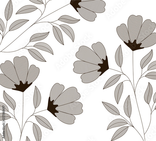 flowers with branches and leaves icon