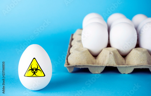 White Egg with a biohazard label, conceptual image