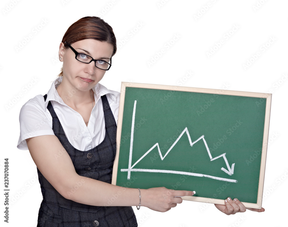 business girl graph blackboard finance business girl graph blackboard finance
