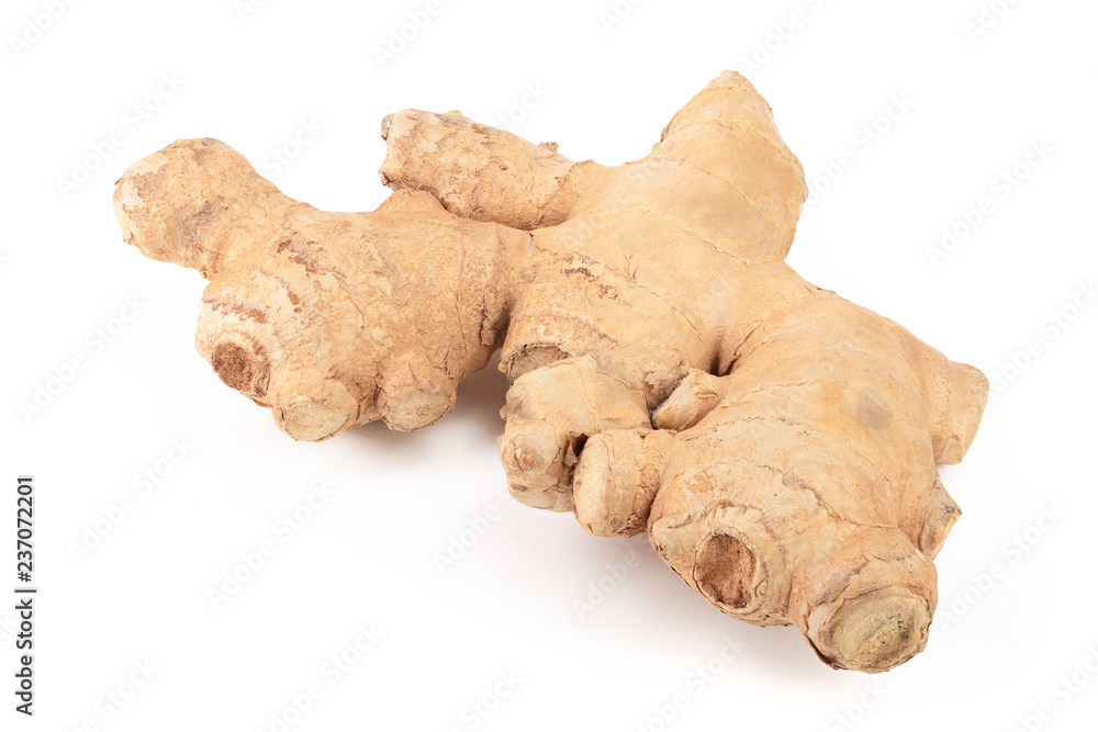 fresh Ginger root isolated on white background