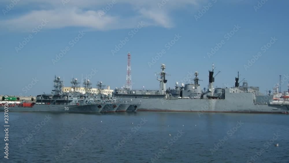 Military vessels moored in the port of Constanta in Romania. Military vessels moored in the port of Constanta in Romania.