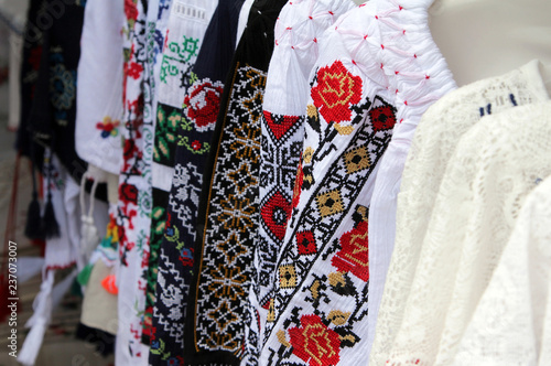 Traditional romanian embroidery on folk clothes
