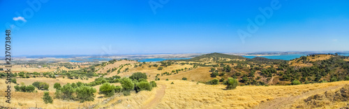 Beautiful countryside landscape with the Alqueva Lake in Alentejio, Portugal photo