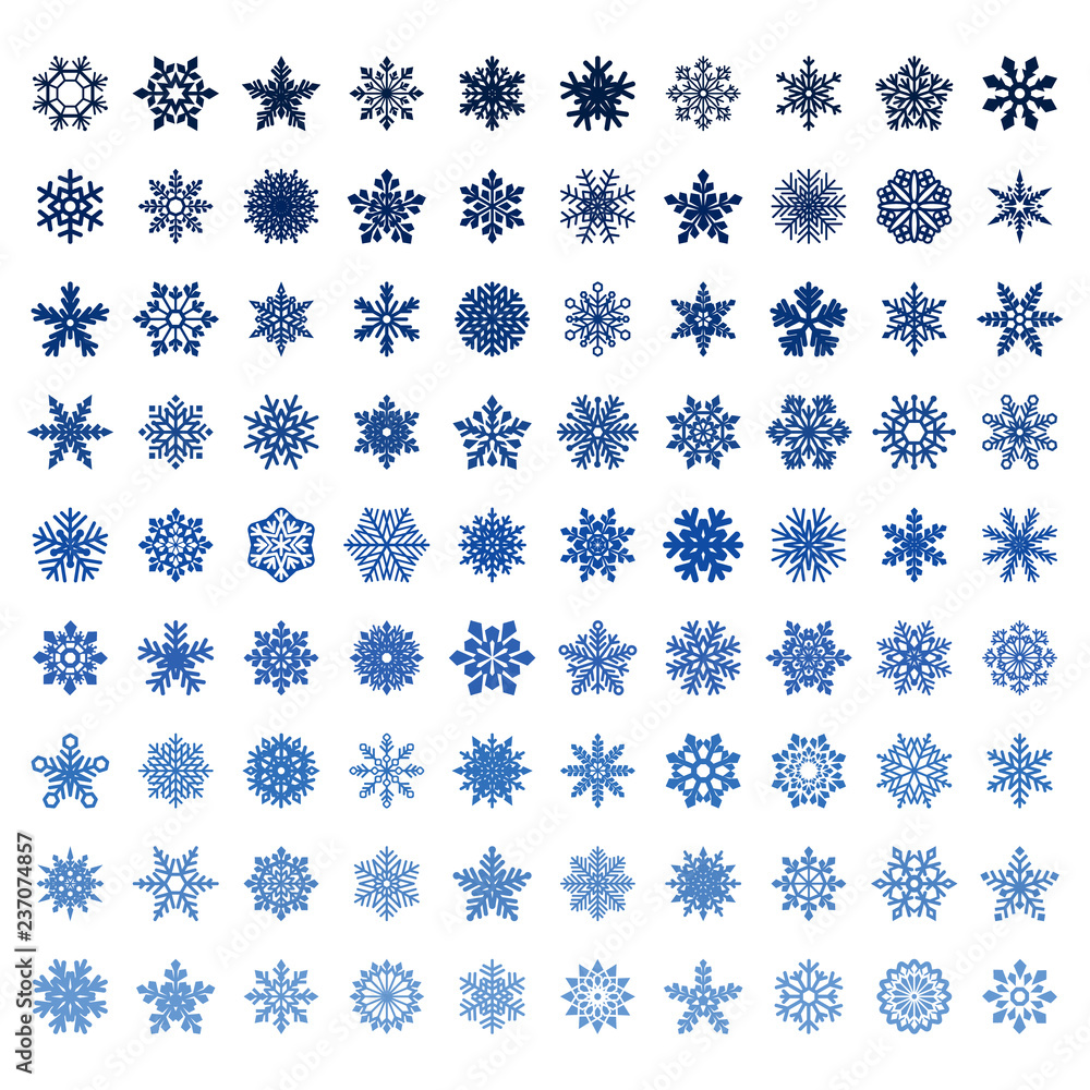 collection of blue vector snowflakes on white background collection of blue vector snowflakes on white background