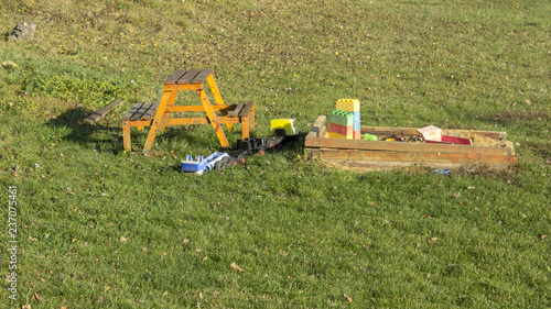 Children's sand pit on the grass