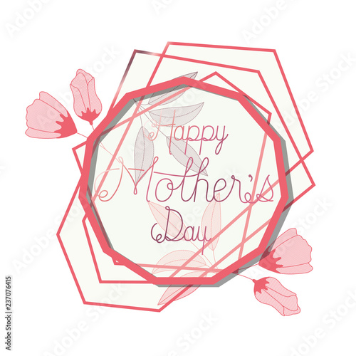 happy mother's day with pink frame hendecagon photo