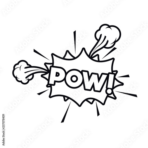 pow comic words in speech bubble isolated icon