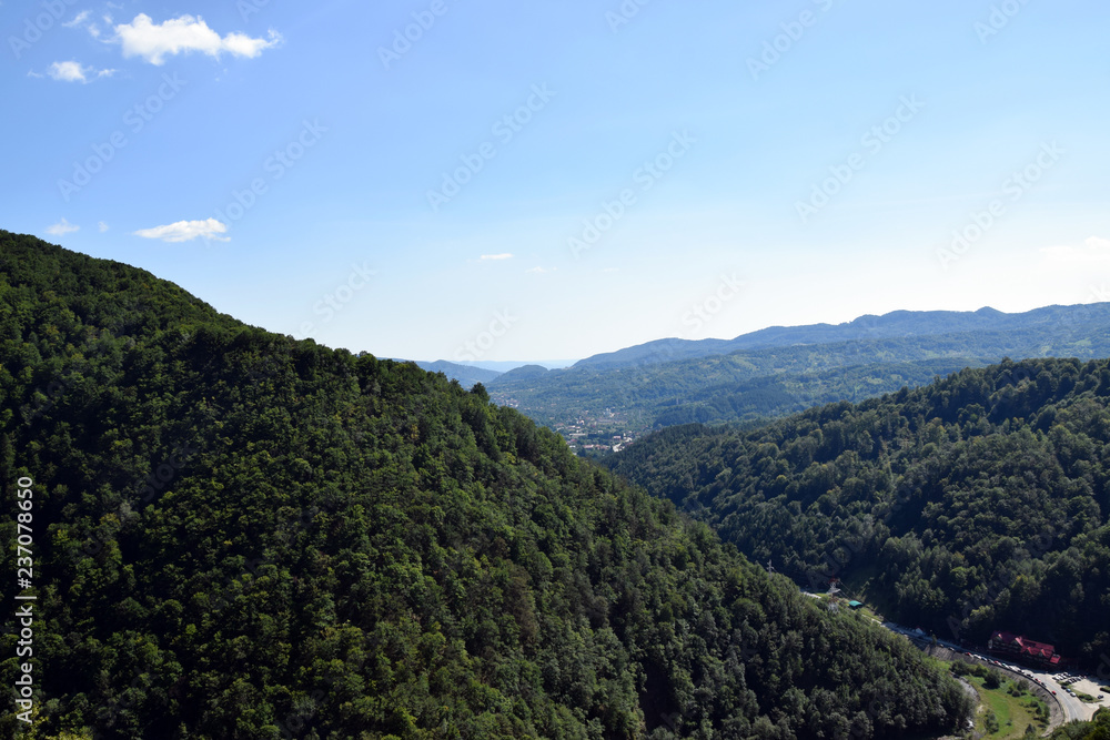 Mount Cetatea near Poenari Castle. Arges River valley, Romania.