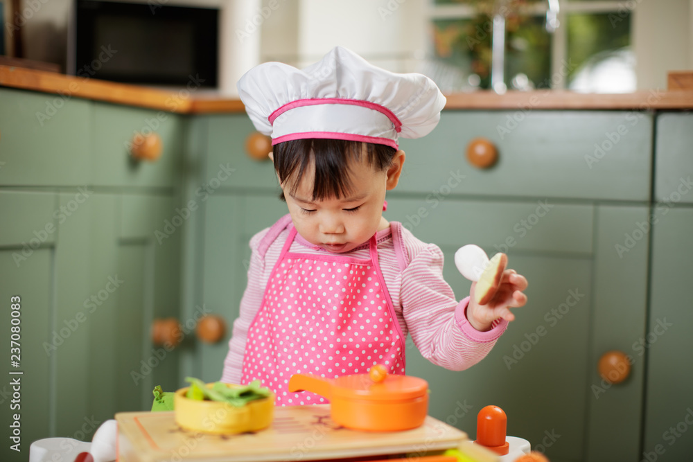toddler baby girl pretend play baking bread toddler baby girl pretend play baking bread