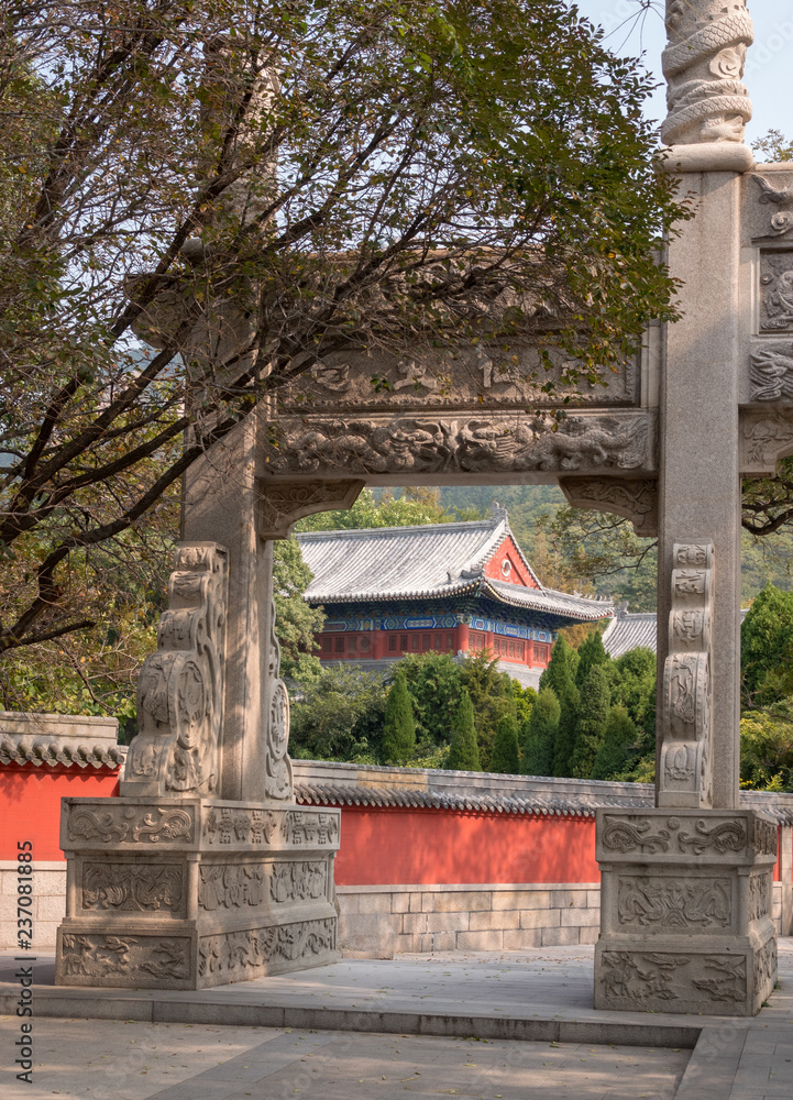 Entrance to Temple of Supreme Purity of Tai Qing Gong at Laoshan Entrance to Temple of Supreme Purity of Tai Qing Gong at Laoshan