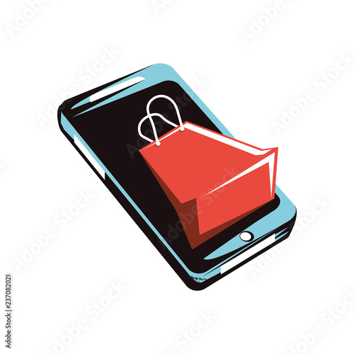 smartphone with shopping bag