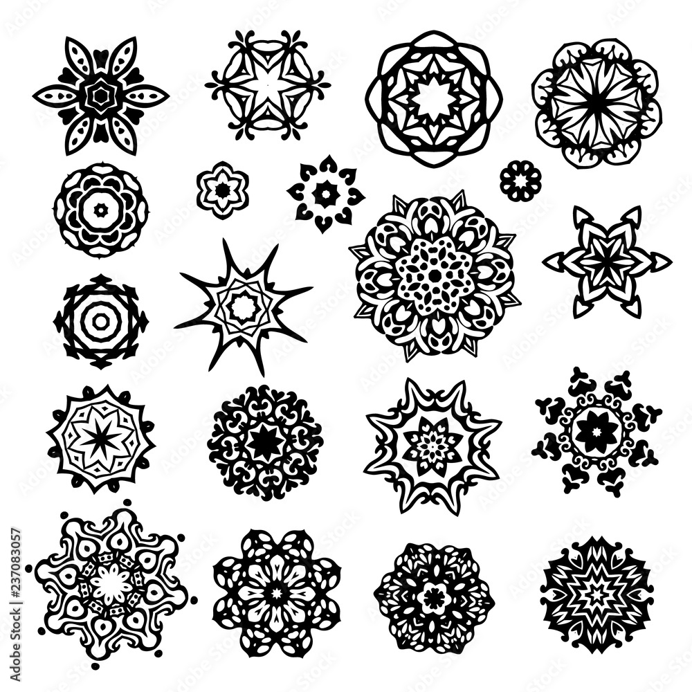 Set of elega nt ornamental shapes of stars and snowflakef for decoration Set of elega nt ornamental shapes of stars and snowflakef for decoration