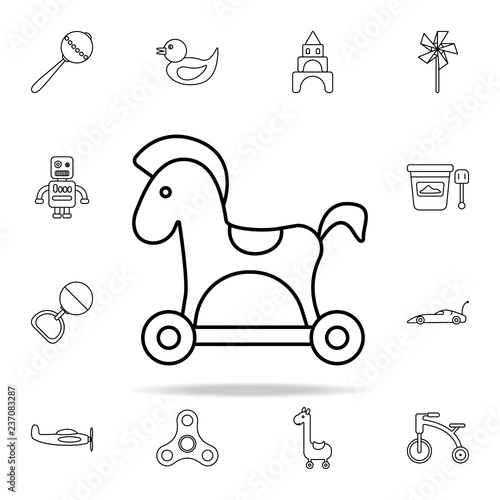 horse on wheels line icon. toys icons universal set for web and mobile